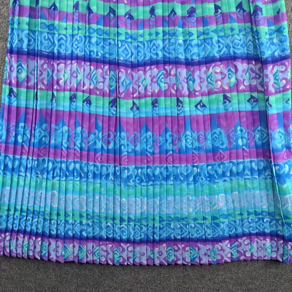 I.B Diffusion Women's A-Line Midi Skirt 14 Blue Purple Pleated Pull On Polyester - Picture 7 of 11